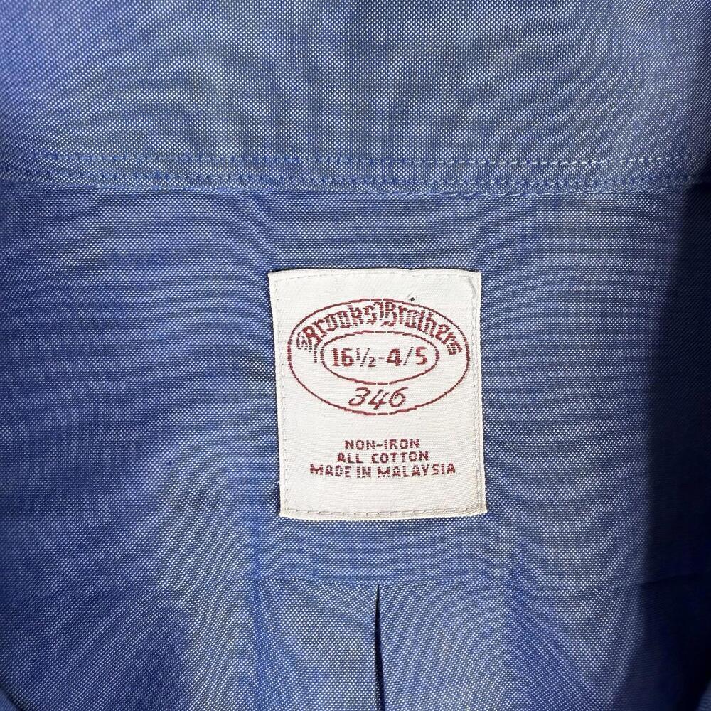 Brooks Brothers Dress Shirt Mens 16.5-4/5 Blue Original Fit Non Iron Button Up - Picture 4 of 7